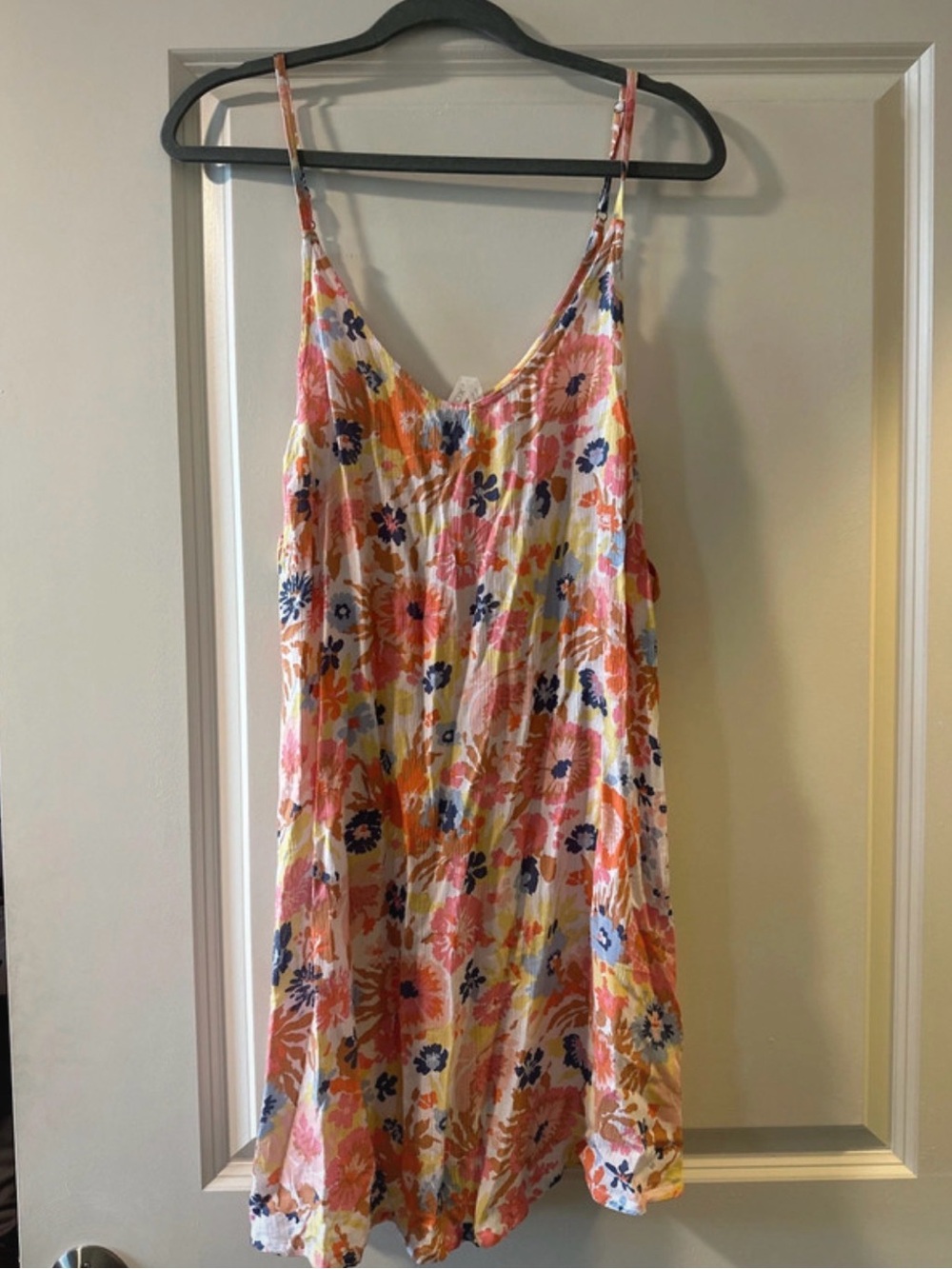 Roxy Floral Slip Dress in Pink, Orange & Navy